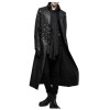 Men Long Leather Coat Gothic Steampunk Plus Size Jackets Adjustable Straps Overcoat